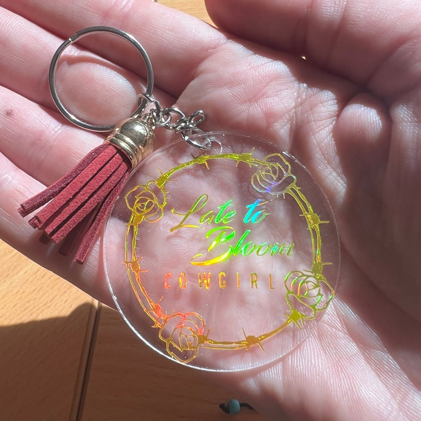 Acrylic Keyring with Metallic Gold Logo